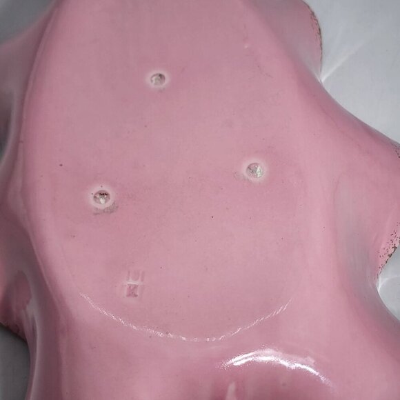 Large Pink Ceramic Ruffled Edge Leaf-Shaped Bowl with Gold Accents Marked 101 K - Picture 8 of 10